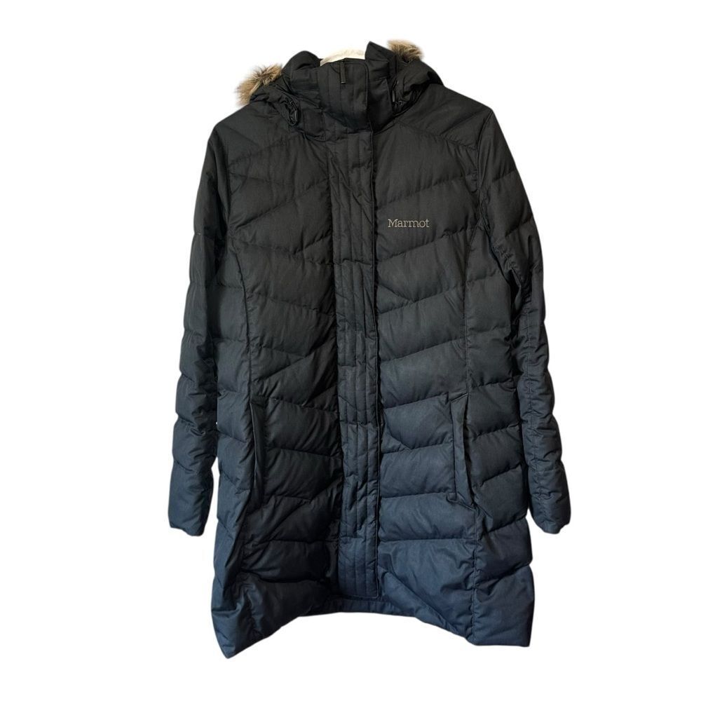 Marmot Varma 700 Long M901070 Down Puffer Fur Hood Jacket Coat XL - Picture 2 of 8